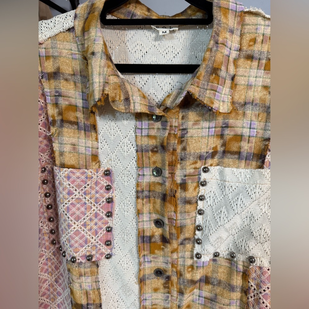 POL Mixed Patchwork Top with Stud Details - image 4